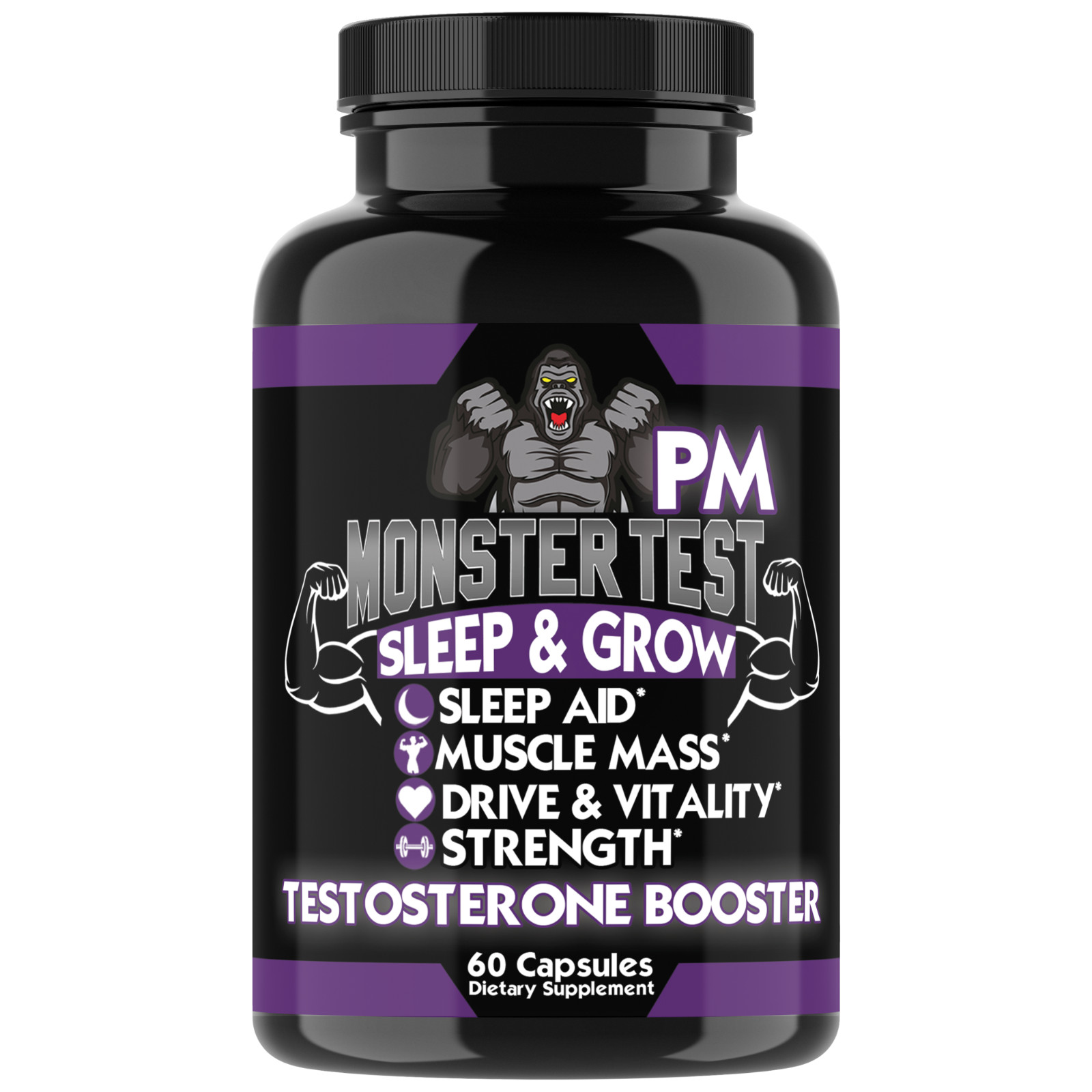 Monster Test CAPS 120CT + Monster PM 60CT Testosteron Booster Sleep Aid Pill 2PK