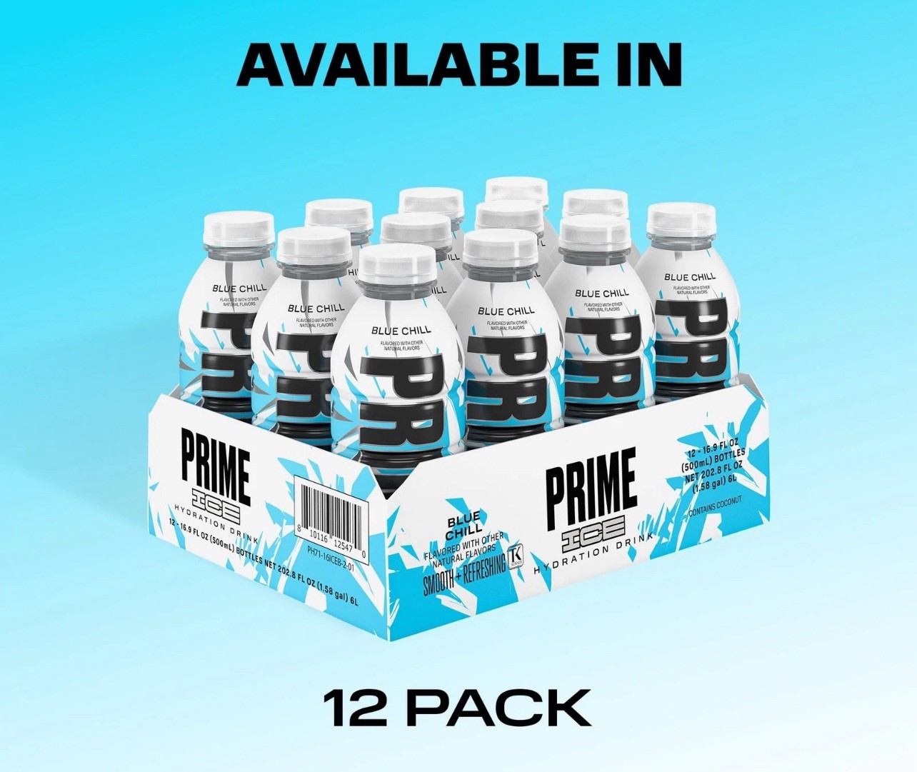 PRIME ICE Hydration Drink 16.9oz Pack of 12 Zero Sugar Electrolyte Beverage New