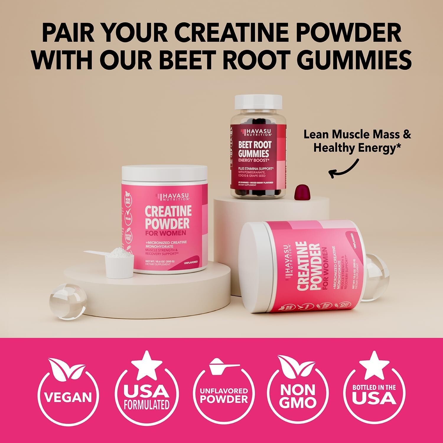 Micronized Creatine Monohydrate for Women Easy-to-Mix Post-Workout Recovery 300g