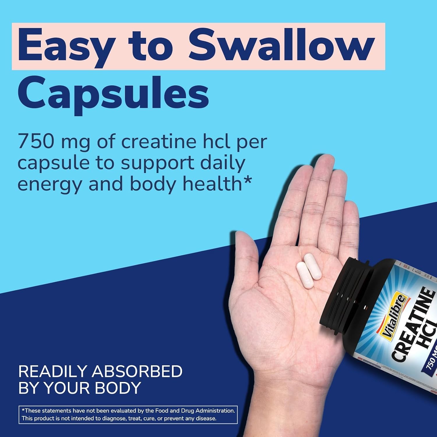 750mg High Absorption Creatine HCl Capsules, 90 Count, Creatine HCl
