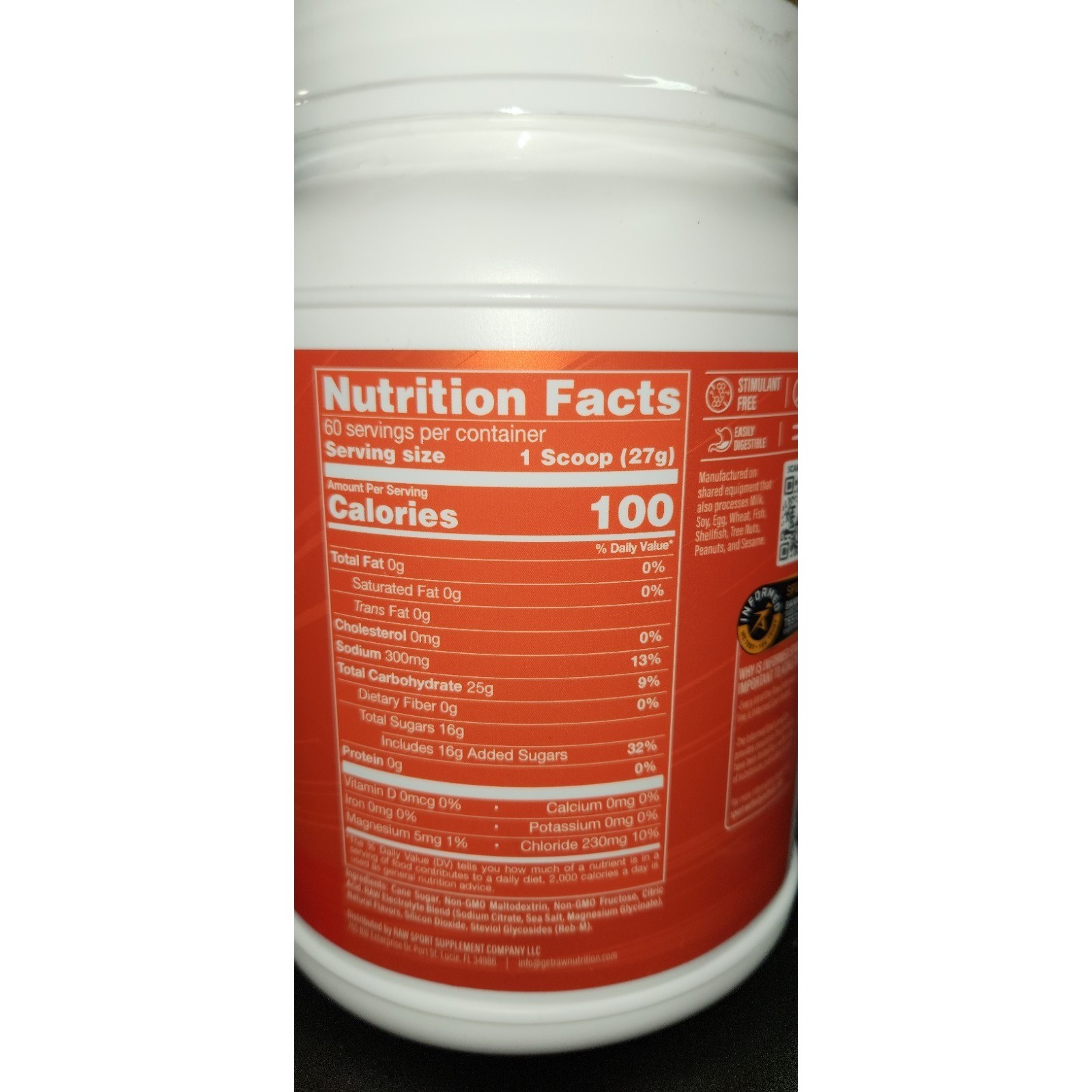 RAW Fuel Premium Endurance Supplement Powder Orange (60 Servings) BB: 08/2027