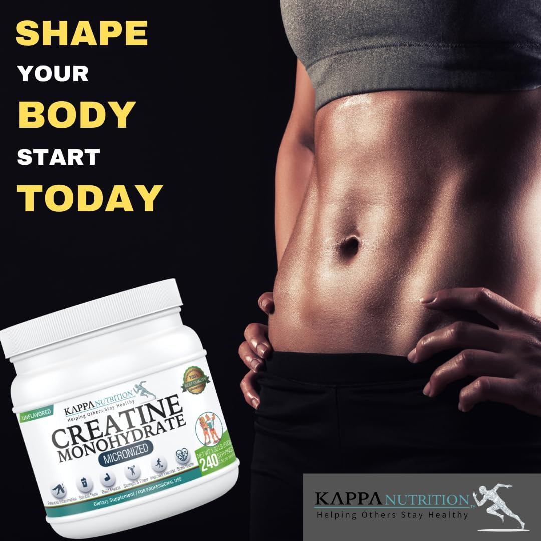 Creatine Monohydrate Powder, Pure Amino Acid Formula, Supports Muscle Strength,