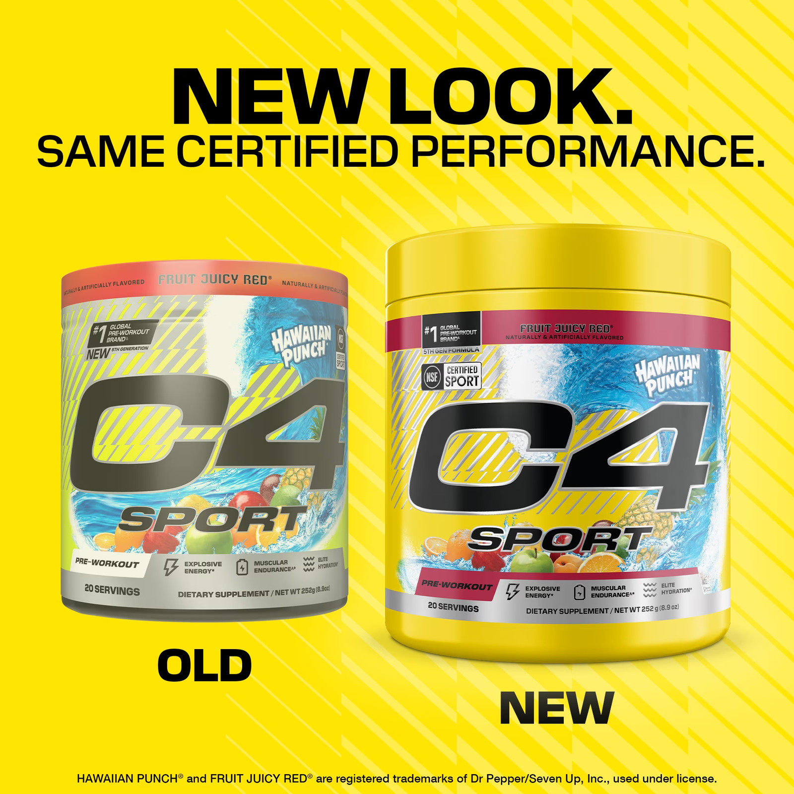 C4 Sport Pre-Workout Powder, Hawaiian Punch® Fruit Juicy Red®, 20 Servings