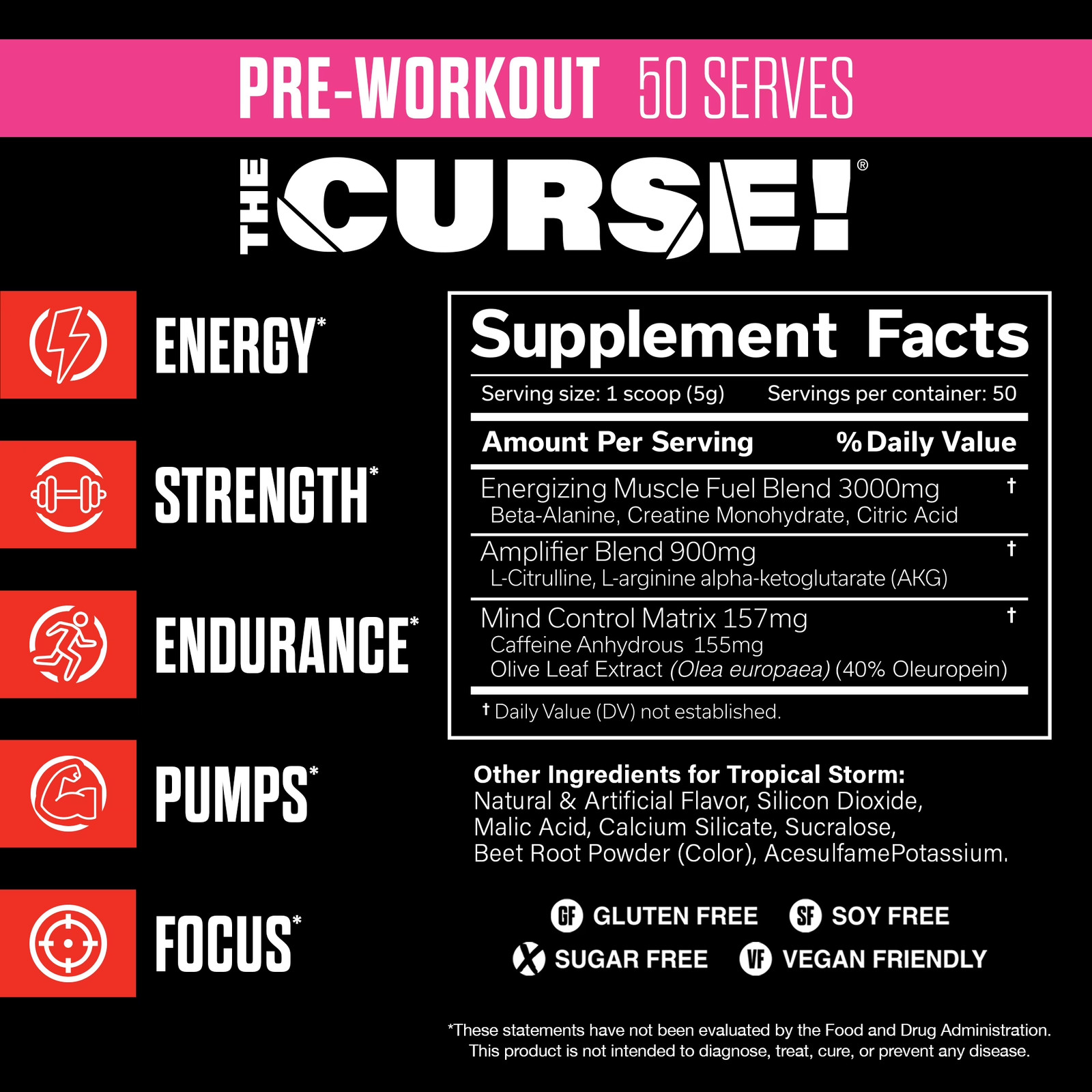 ® the Curse Pre Workout Powder Tropical Storm Pre Workout Mix for Energy and Foc