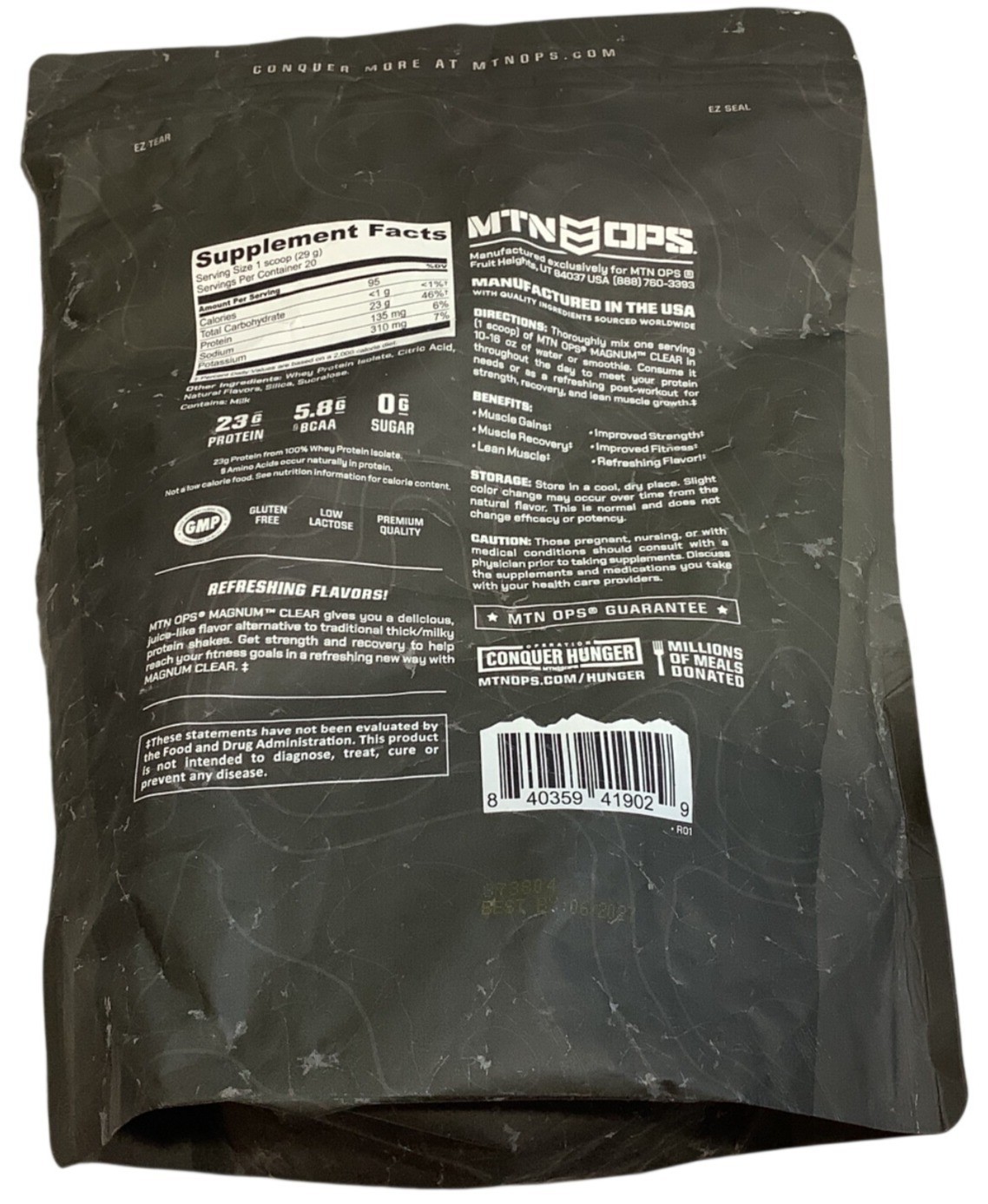 MTN OPS Magnum Clear Whey Protein Blue Raspberry Coconut 1.26 lbs