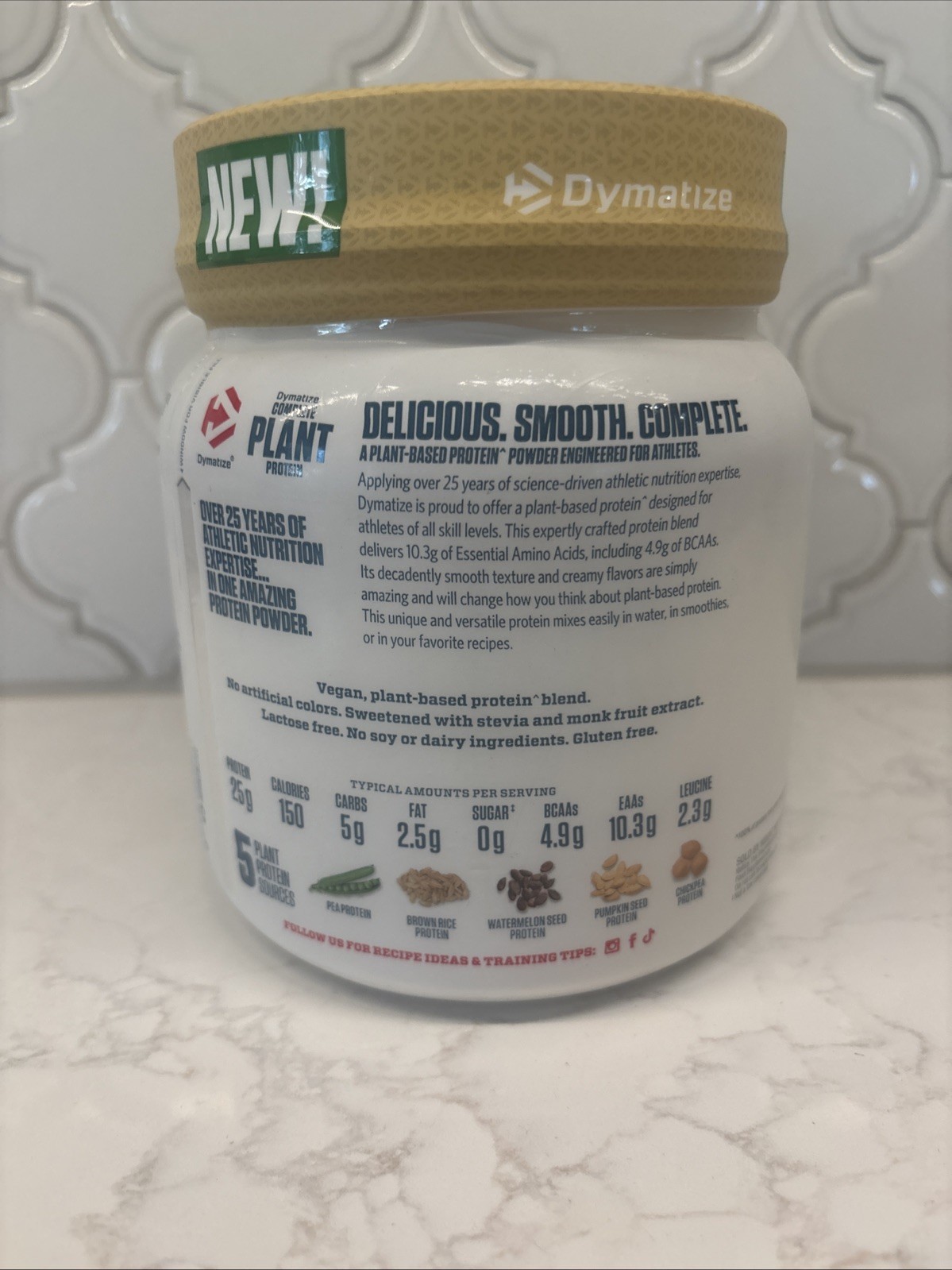DYMATIZE Complete Plant Vanilla Protein Powder – 1.2 LB – NEW SEALED Exp 08/26