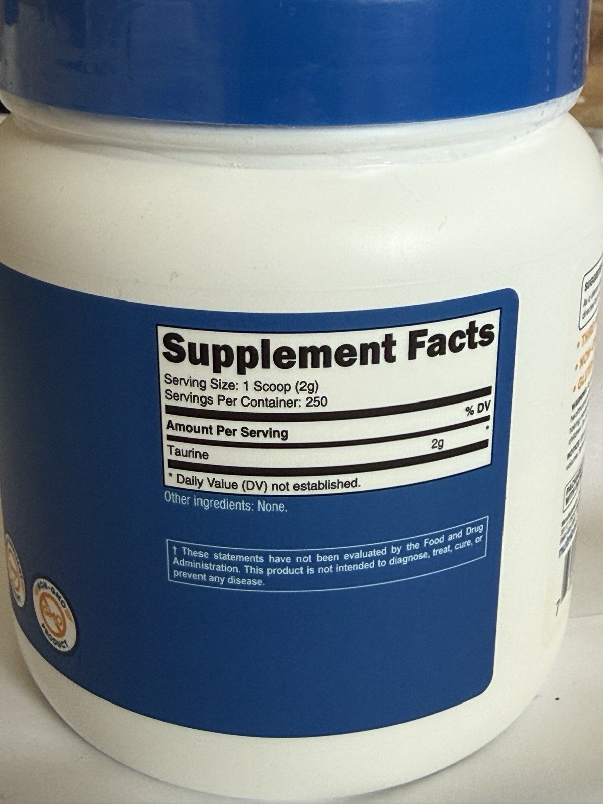 Nutricost Taurine Powder 500 Grams. ~250 Servings, 2000mg Per Serving. EXP 02/29