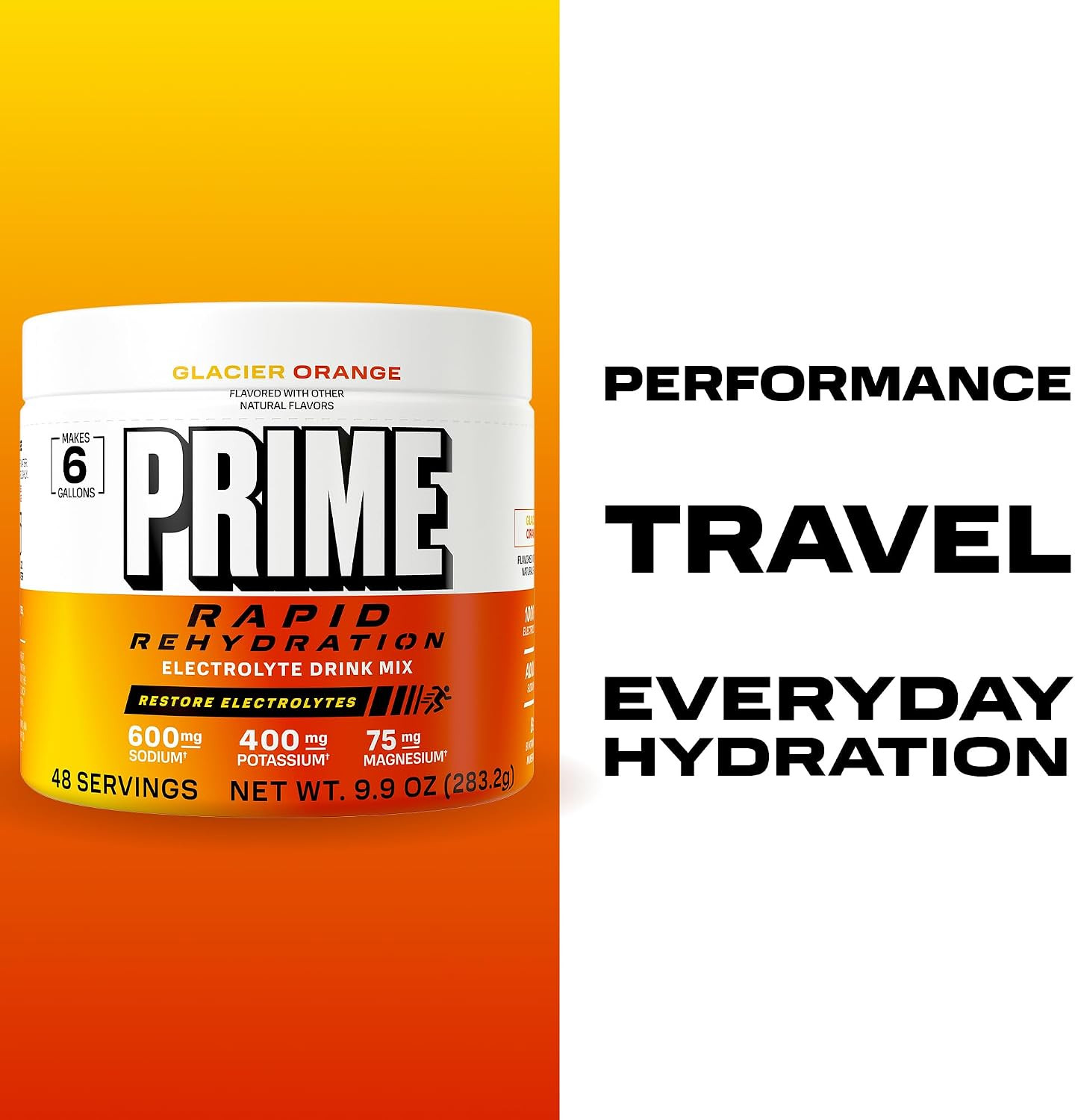 Prime Rapid Rehydration Electrolyte Powder, Glacier Orange, Sugar Free Hydration