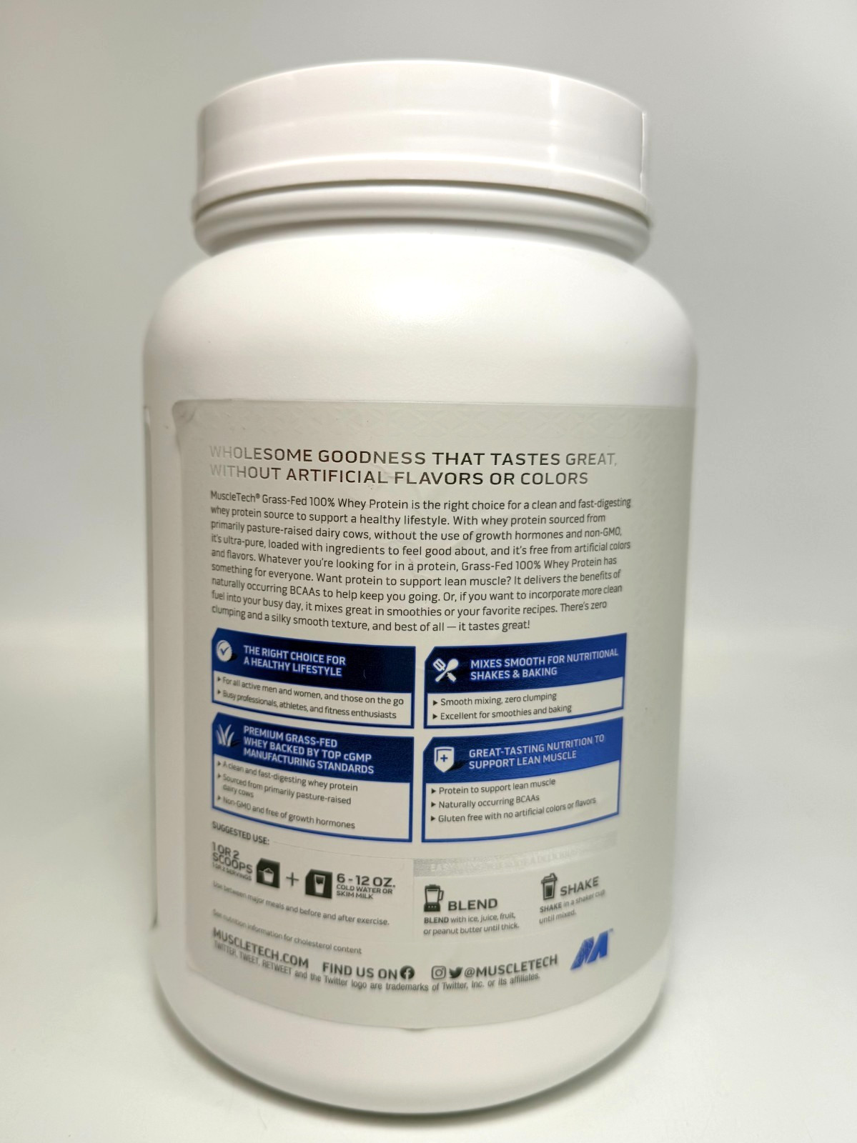 Muscletech Grass-Fed Whey Protein Powder Triple Chocolate – 1.8LB *EXP 11/2026*