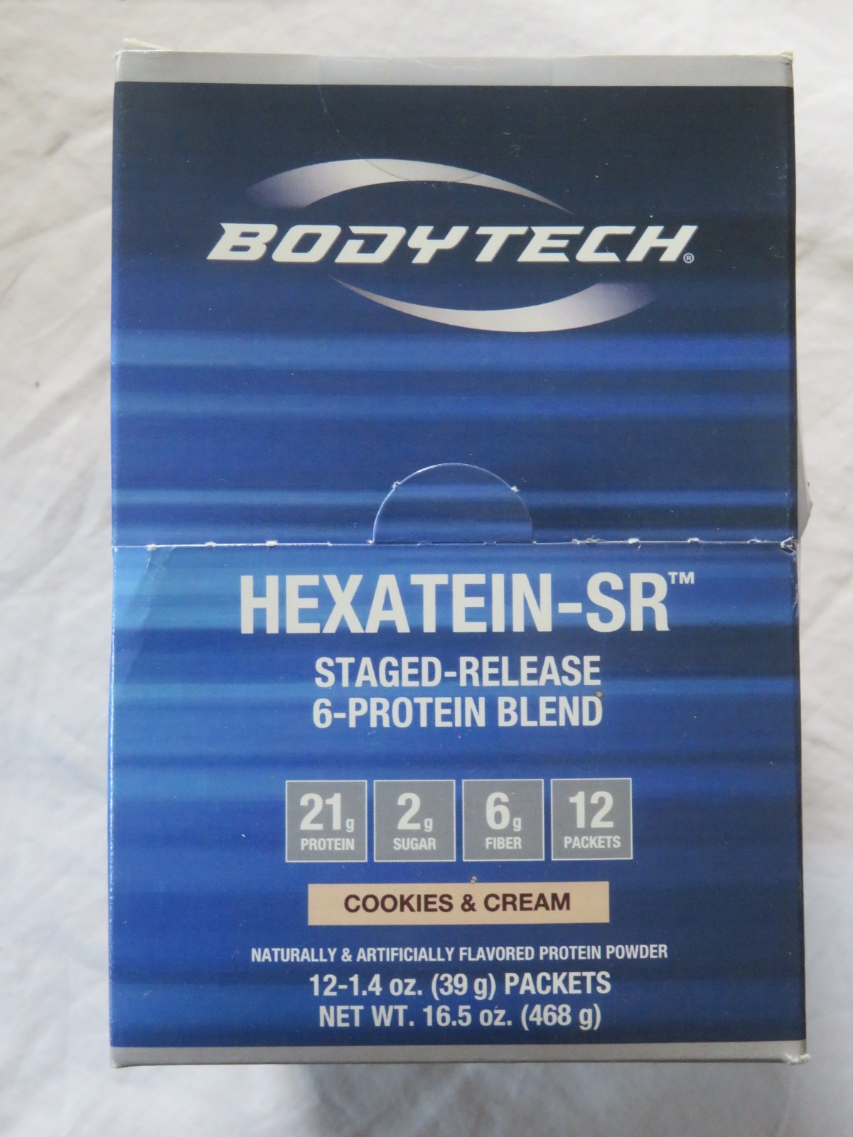 (12) Count Box Bodytech Hexatein-SR 6-Protein Blend Cookies & Cream 1.4 Oz Each