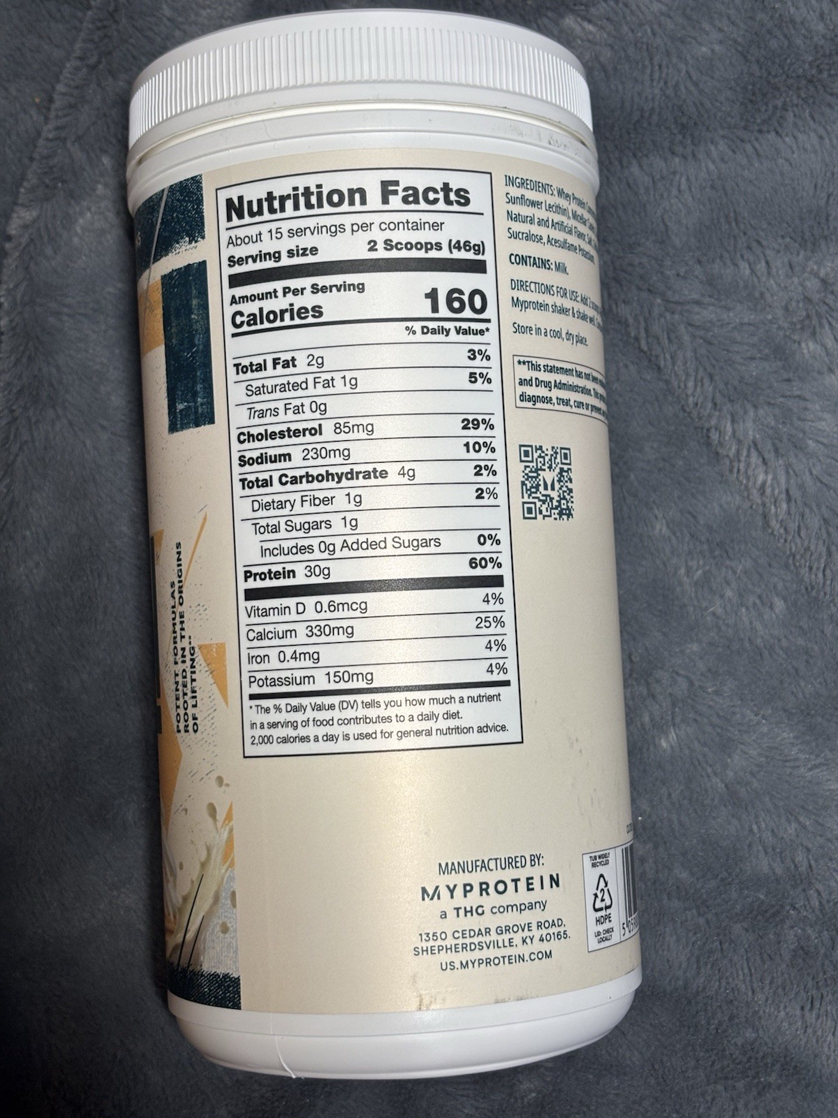 MyProtein Origin Protein Creatine Casein 1.5 LB 15 Serv Vanilla Swirl Exp 6/2027