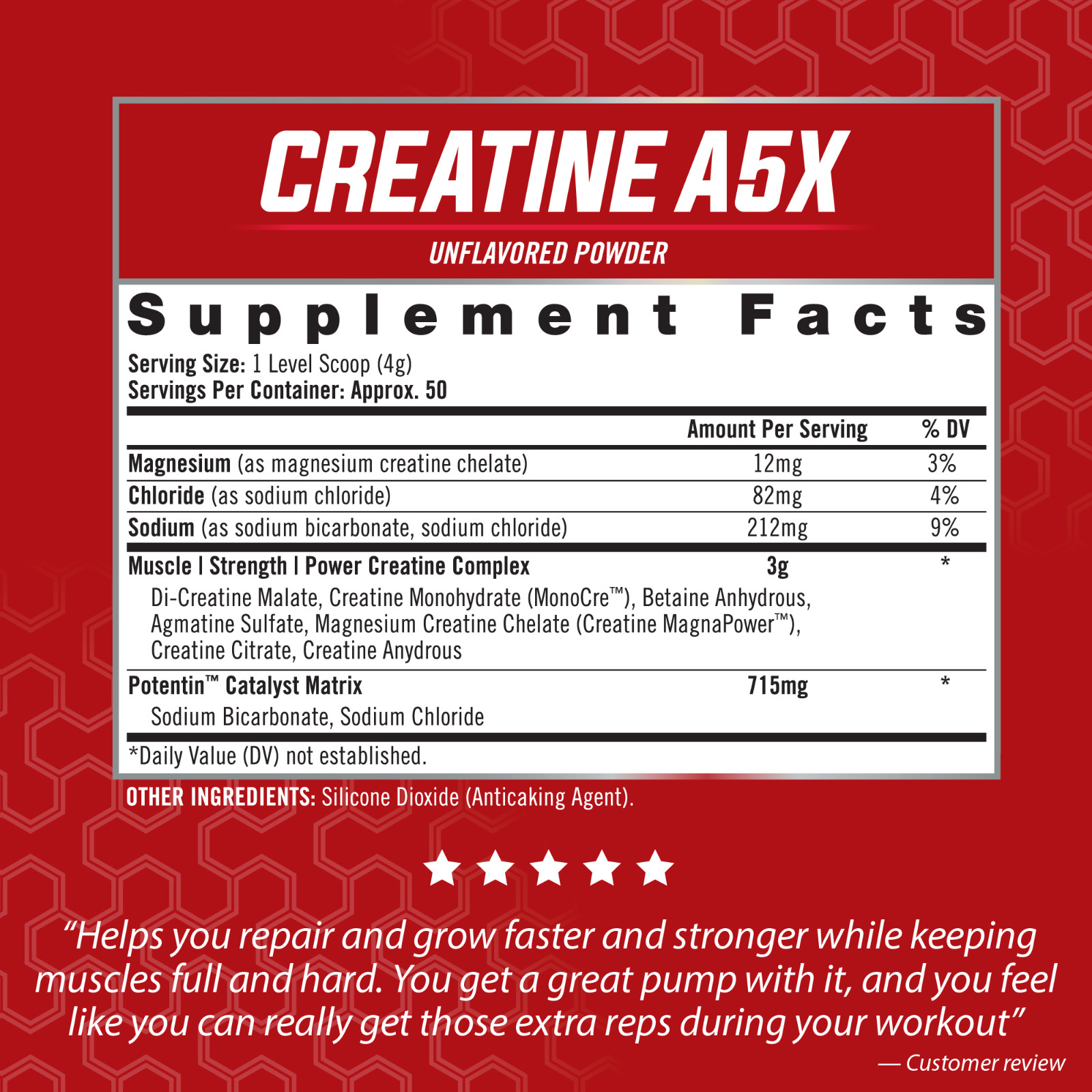 CREATINE A5X Muscle-Strength-Performance-Recovery – Unflavored (50 Servings)
