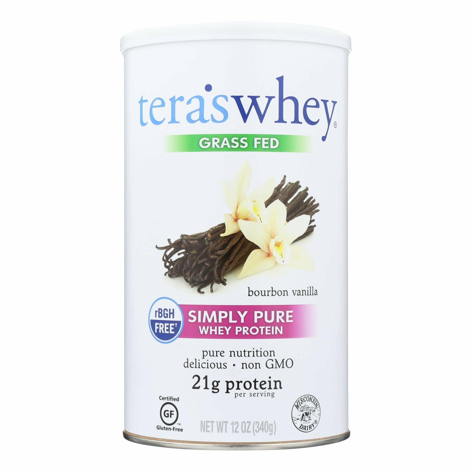 Teras Whey Grass Fed Simply Pure Whey Protein Bourbon Vanilla Flavor 12 Ounces