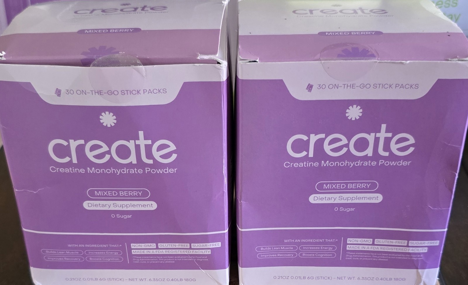 Lot Of 2 Create Single Serve Creatine Monohydrate Powder – 5g, 30ct Mixed Berry