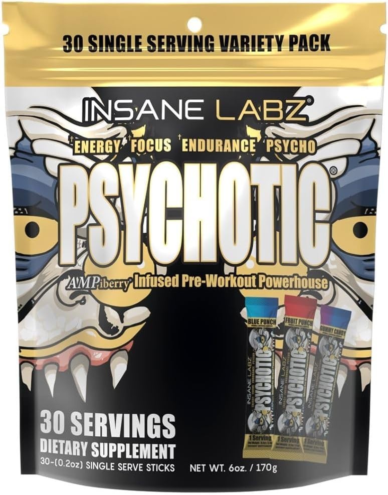 Insane Labz PSY-CHO-TIC GOLD Extreme Pre-Workout Energy Focus Pumps 35 Servings