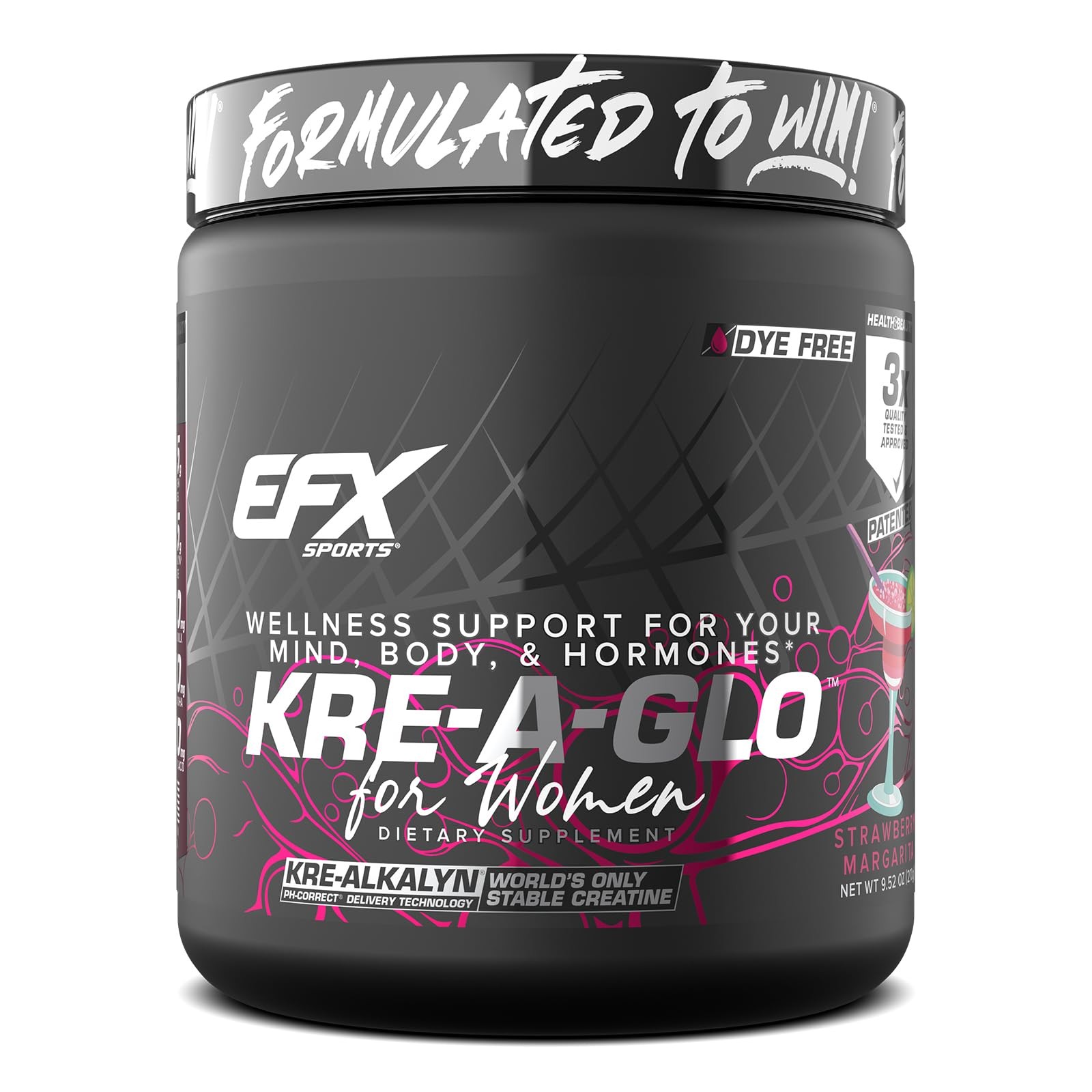 EFX Sports Kre-A-Glo Creatine Strawberry Margarita Collagen Ashwagandha 30 serve