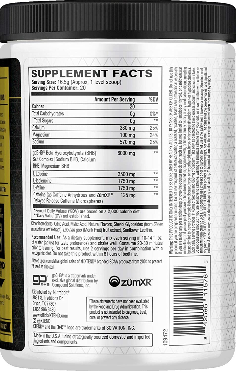 Xtend Keto Energy – The Perfect Keto & BCAA Aminos – 20 Servings – ULTRA FROST