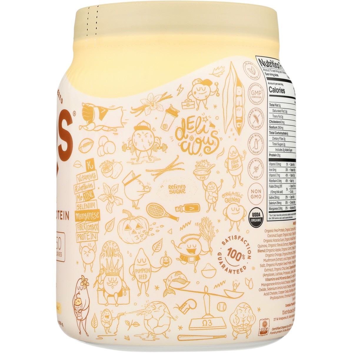Kos Natural Powered Organic Plant Protein Powder Vanilla 19.6 Oz 1 Pack