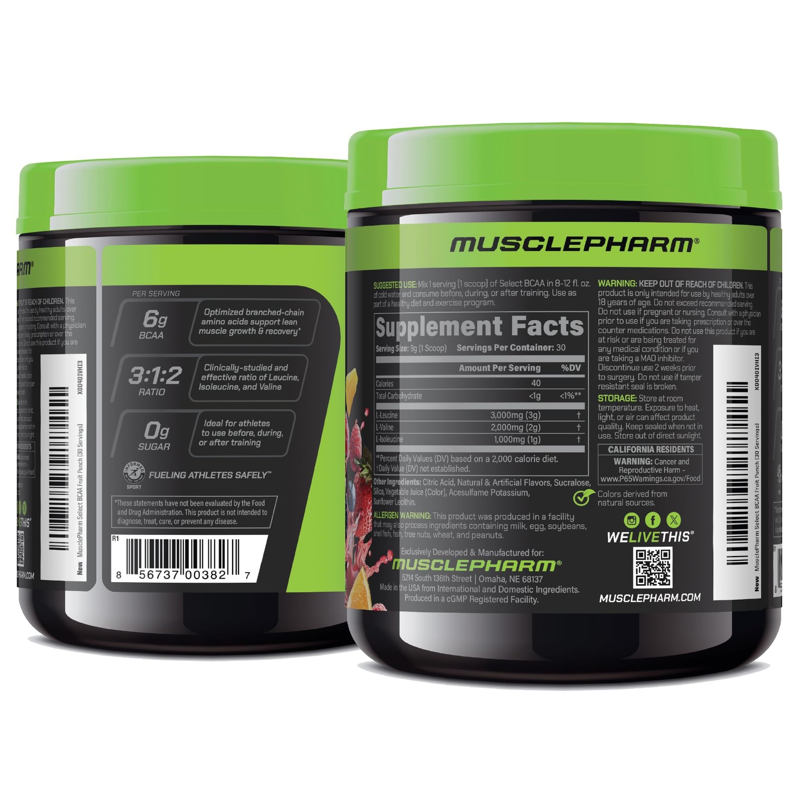 MusclePharm Essentials BCAA Powder, Pre & Post Workout Recovery Drink, Suppor…