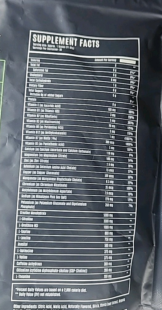 Muscle Water Pre Workout Powder Muscle+Pump+Energy 20+ Supplements (Green Apple)