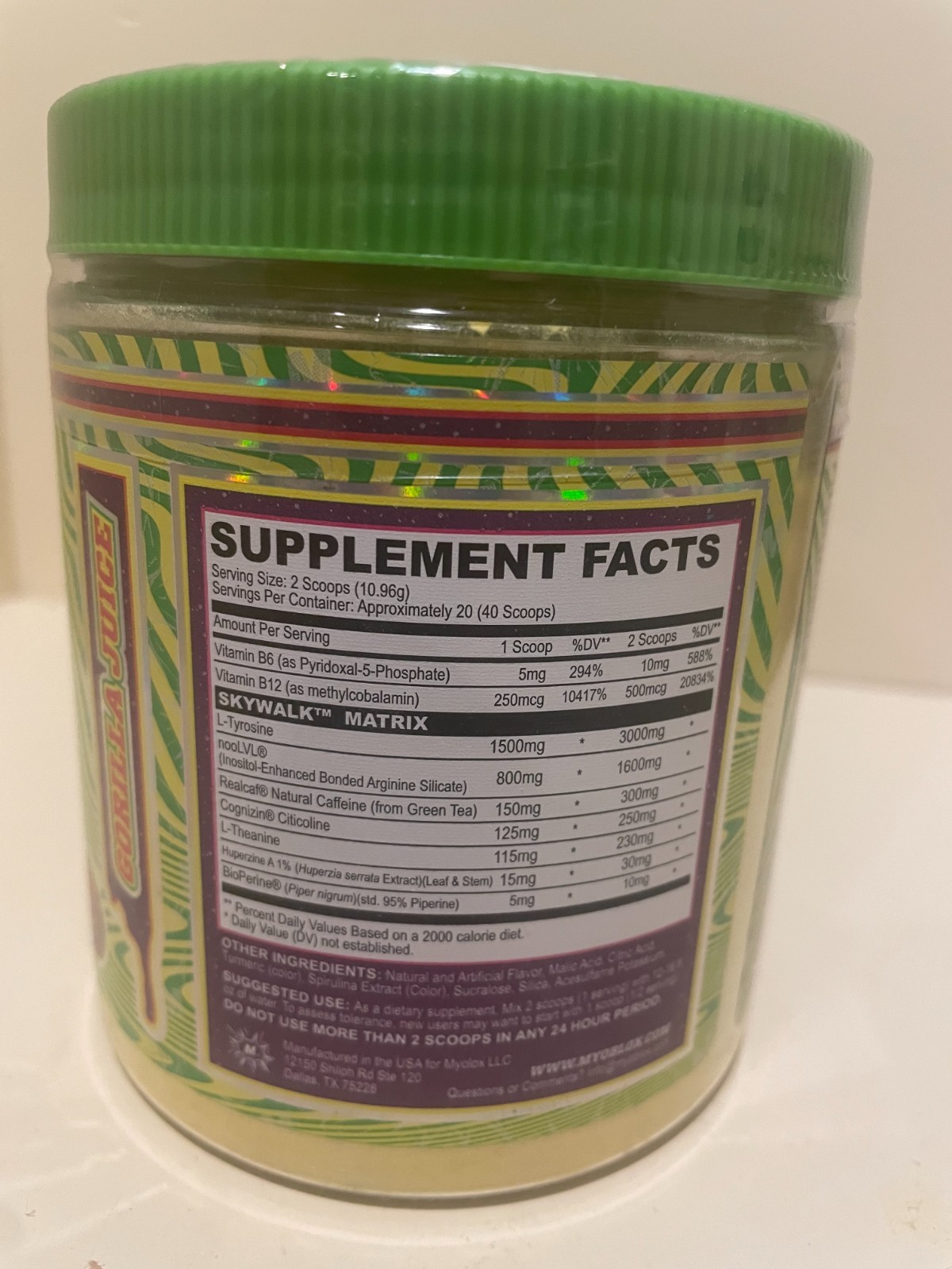 myoblox skywalk 40 servings euphoric nootropic gorilla juice