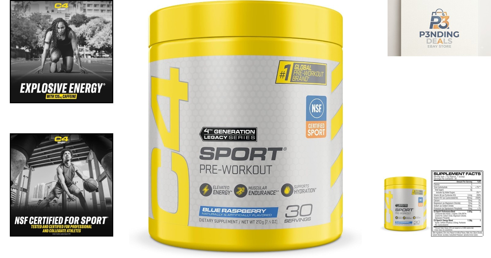 Cellucor Blue Raspberry Pre-Workout Powder – Energy & Muscle Boost – 30 Servings