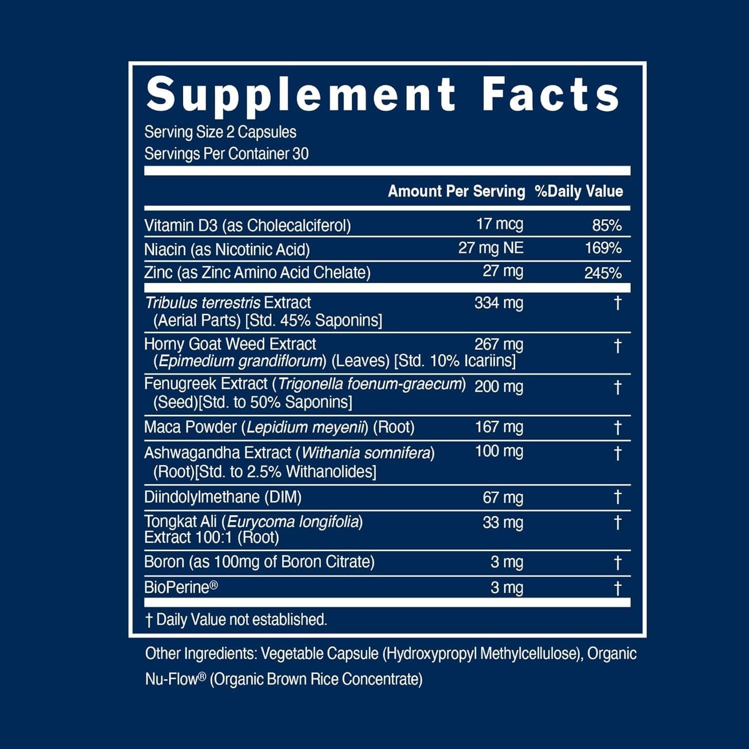 PS Natural Testosterone Booster D3 Zinc 60 Capsules