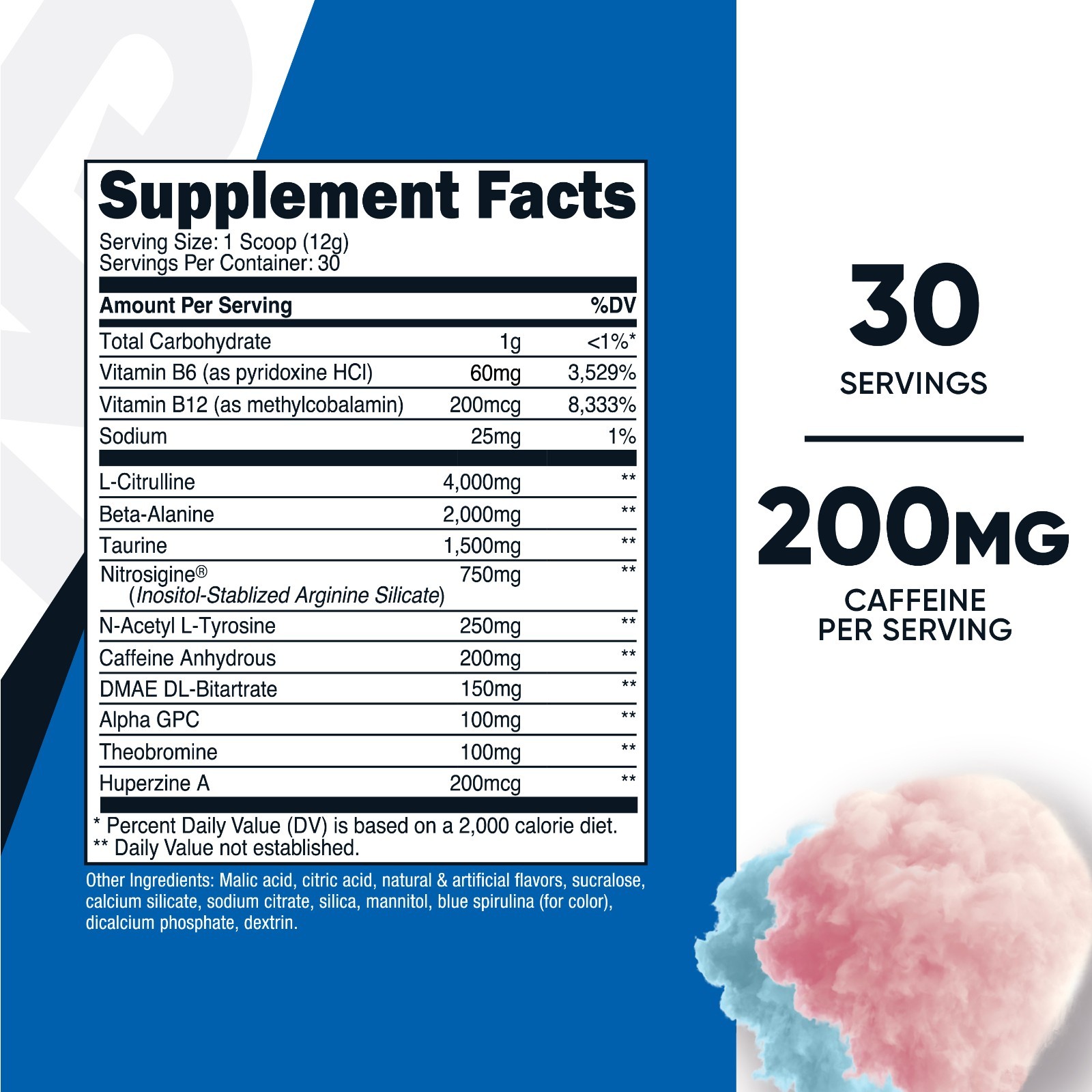 Nutricost Pre-Workout Powder (Cotton Candy) 30 Servings – GMO-Free, Gluten-Free