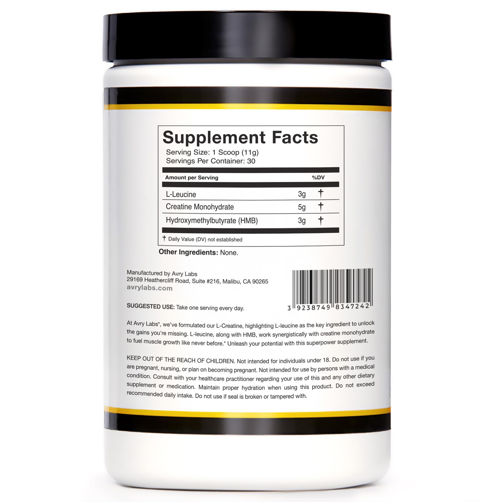 Avry Labs L-CREATINE Supplement: Creatine Monohydrate w/Leucine Amino Acid an…