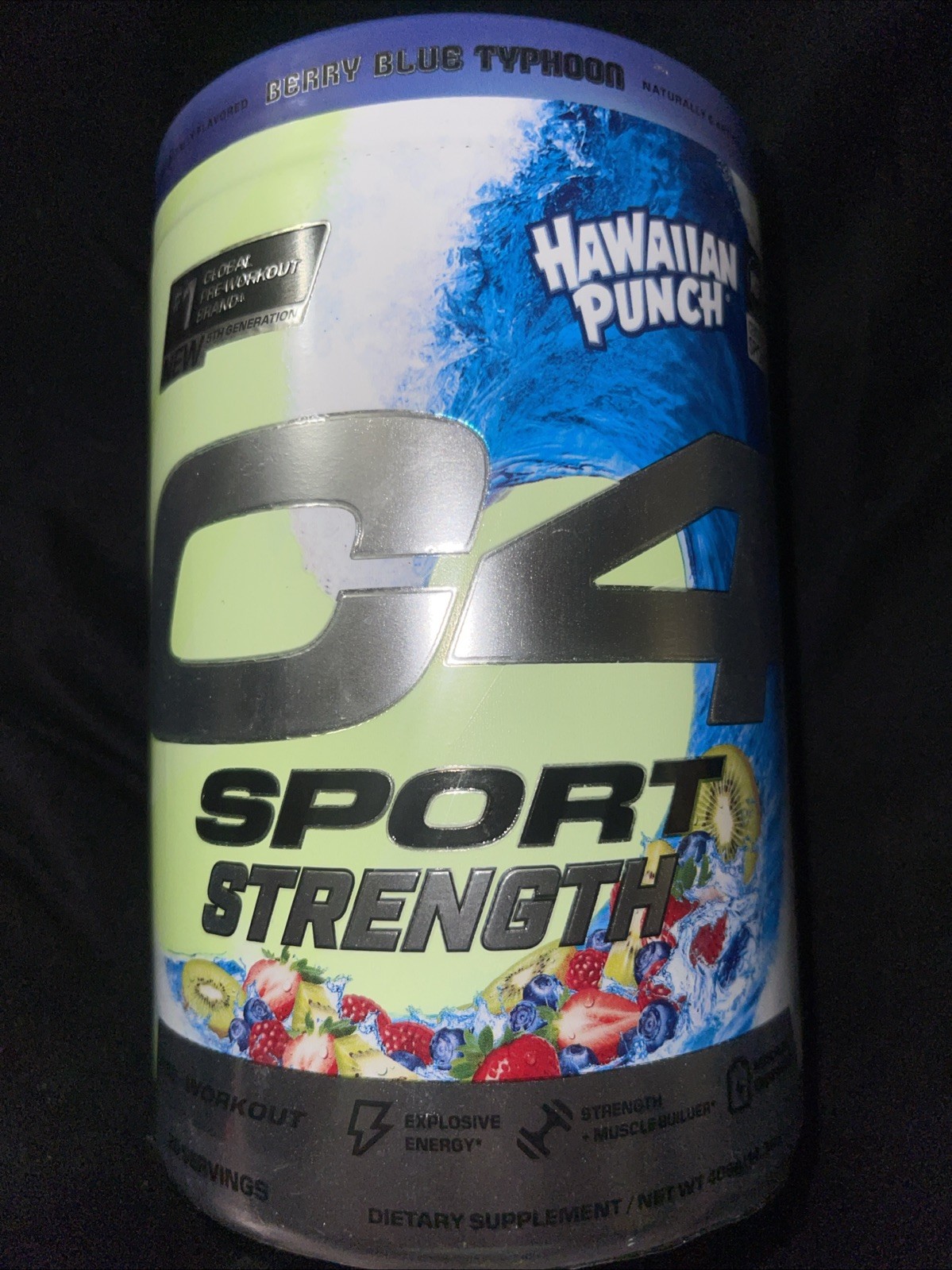 C4 Sport Strength Hawaiian Punch Berry Blue Typhoon Pre-Workout 20 Servings 406g