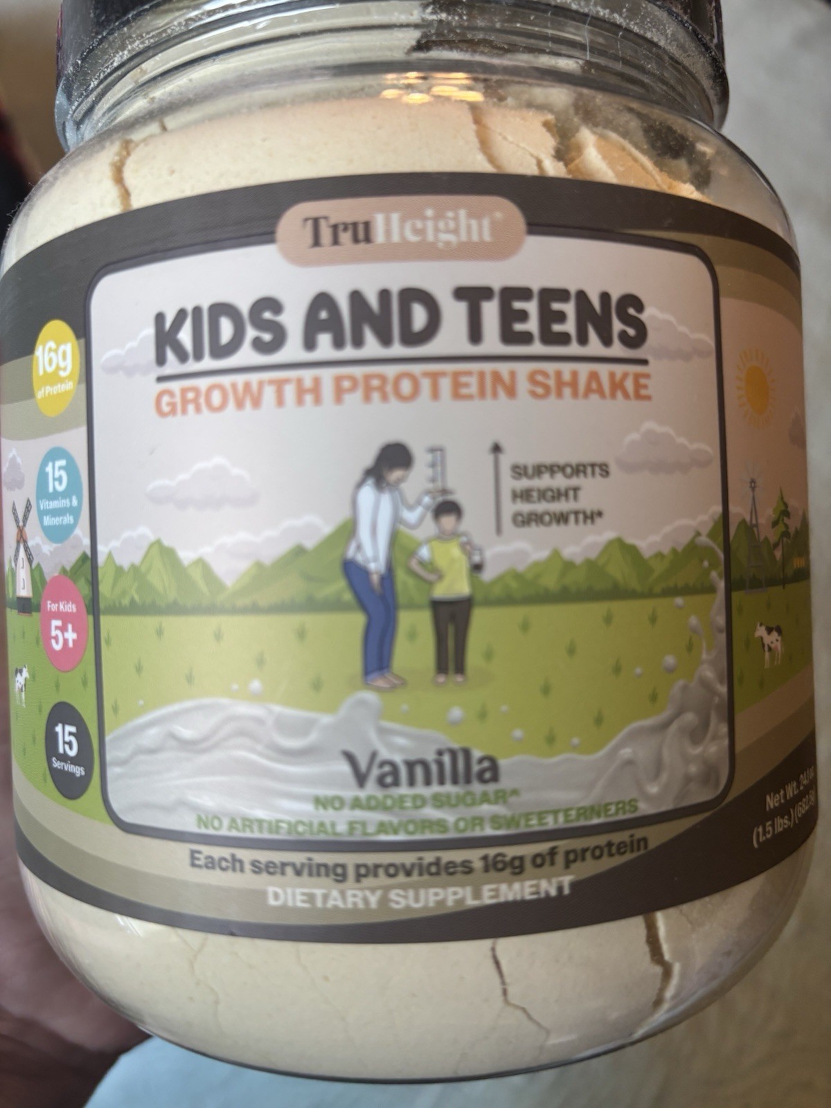 TruHeight Vanilla Protein Powder Shake Mix, Gluten-Free, GMO-Free, Unisex