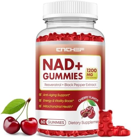 NAD+ Gummies, 1200mg Liposomal NAD Supplement for Women & Men with Trans-Resvera