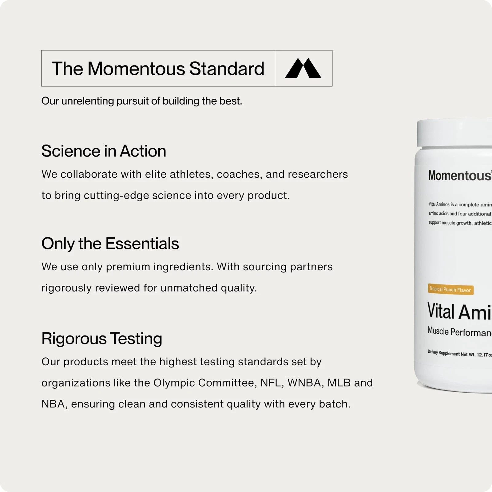 Momentous Vital Aminos Powder Supplement – BCAA & EAA – Tropical Punch – NSF …