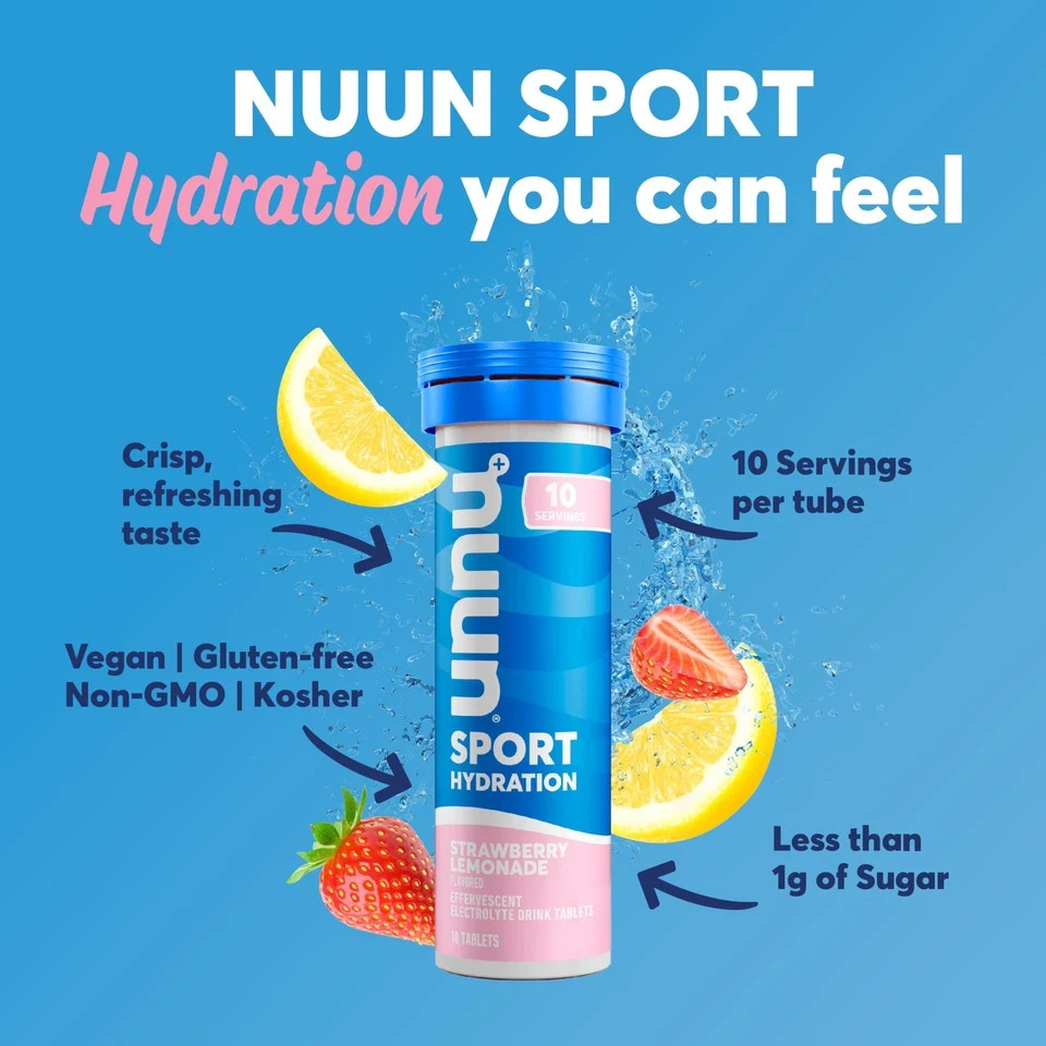 Sport Hydration, Effervescent Electrolyte Drink Tablets, Strawberry Lemonade, 10