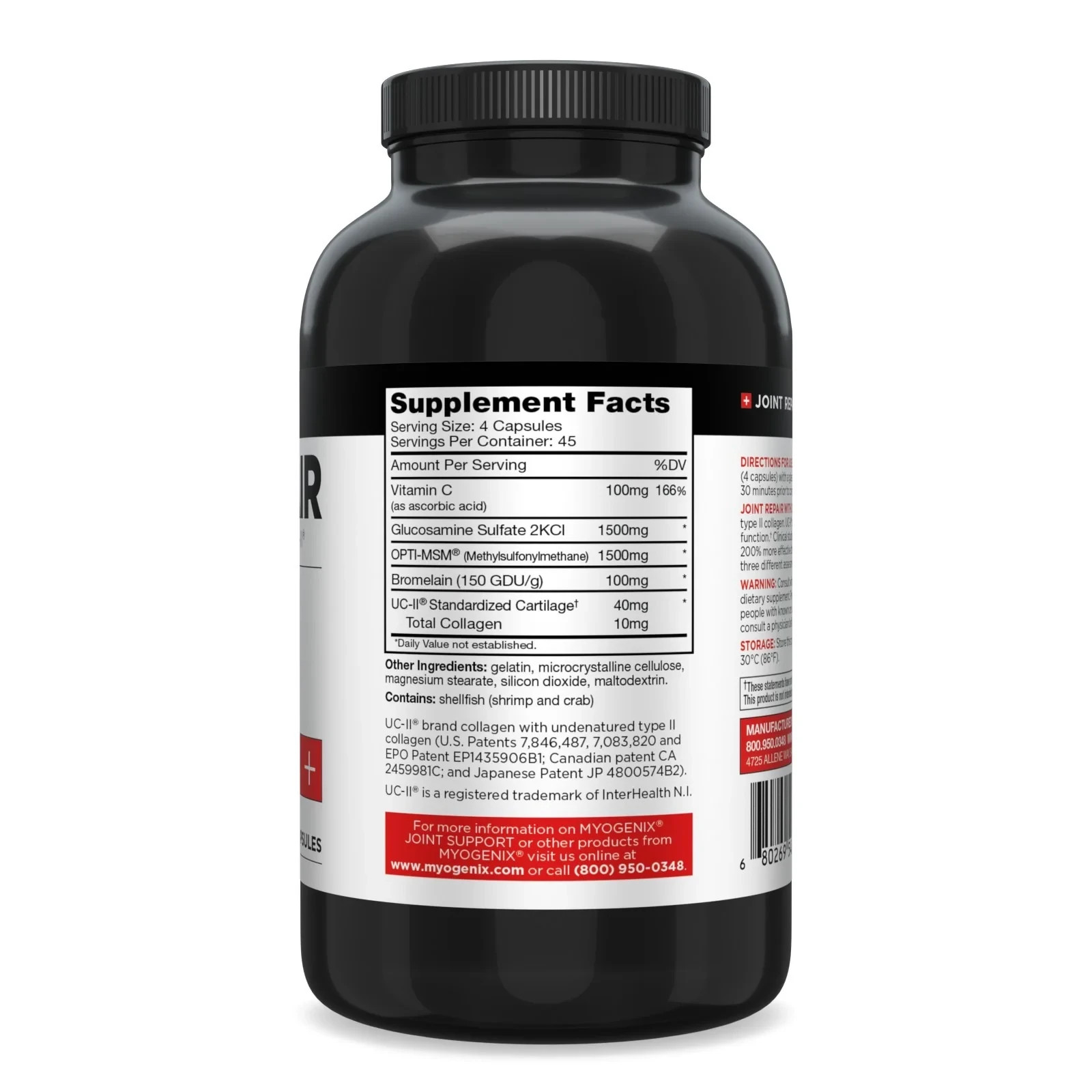 Myogenix Joint and Tissue Repair UC-II Max Strength Joint Formula 180 Capsules