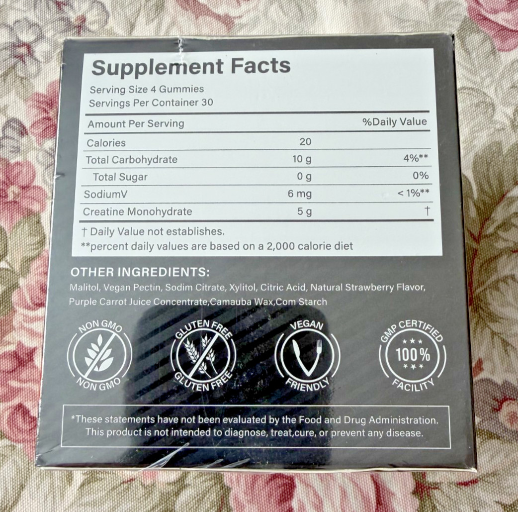 Creatine Monohydrate Gummies for Men & Women ~ 5g Creatine Monohydrate