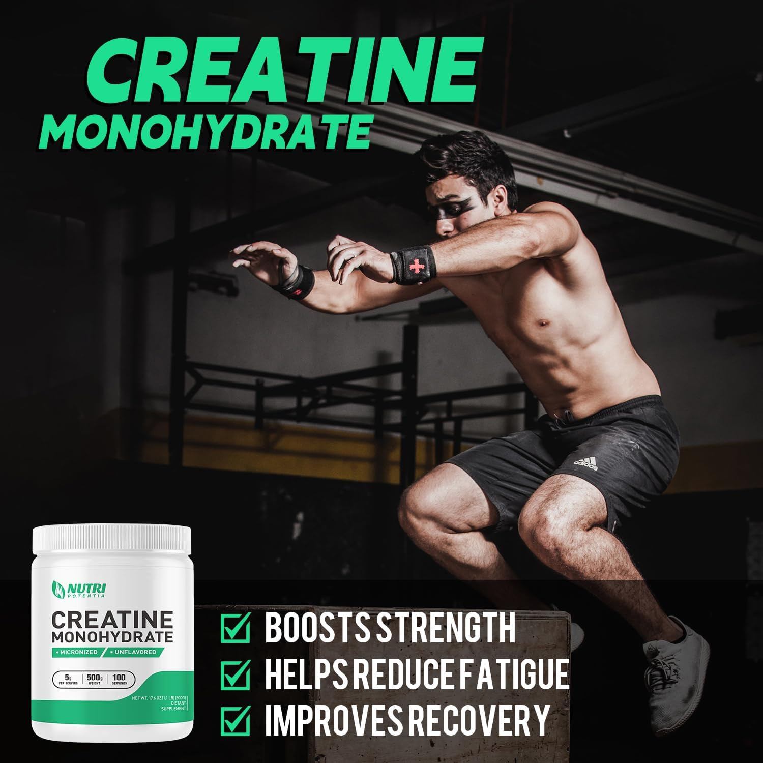 Creatine Monohydrate Powder 500G, Pure Micronized Creatine Supplements for Men a