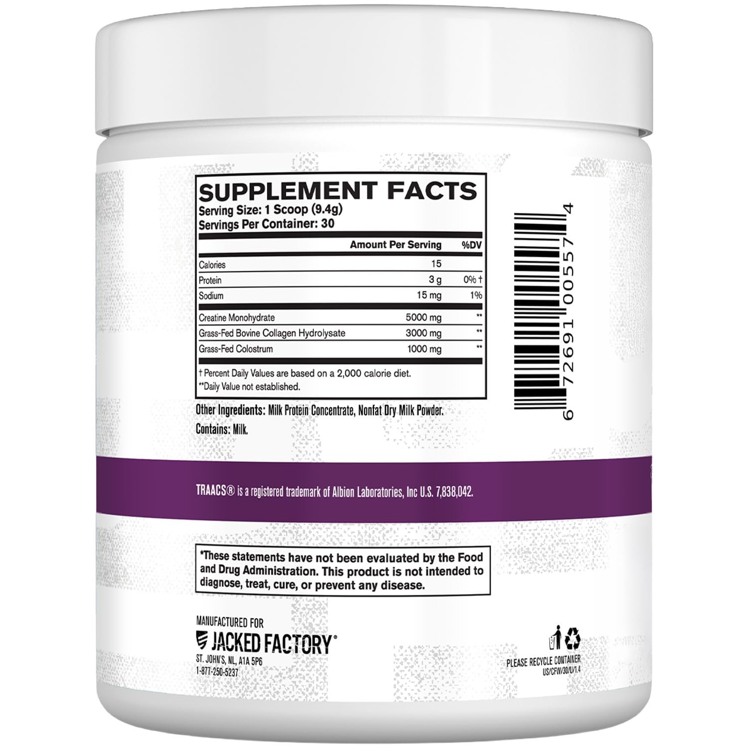 Jacked Factory Creatine for Women – 30 Servings (For Women), No Color