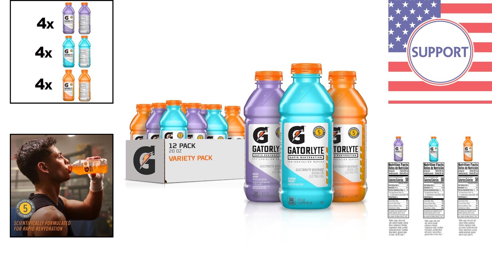 Gatorlyte Electrolyte Drink, 60% Lower Sugar, No Artificial Additives – 12 Pack