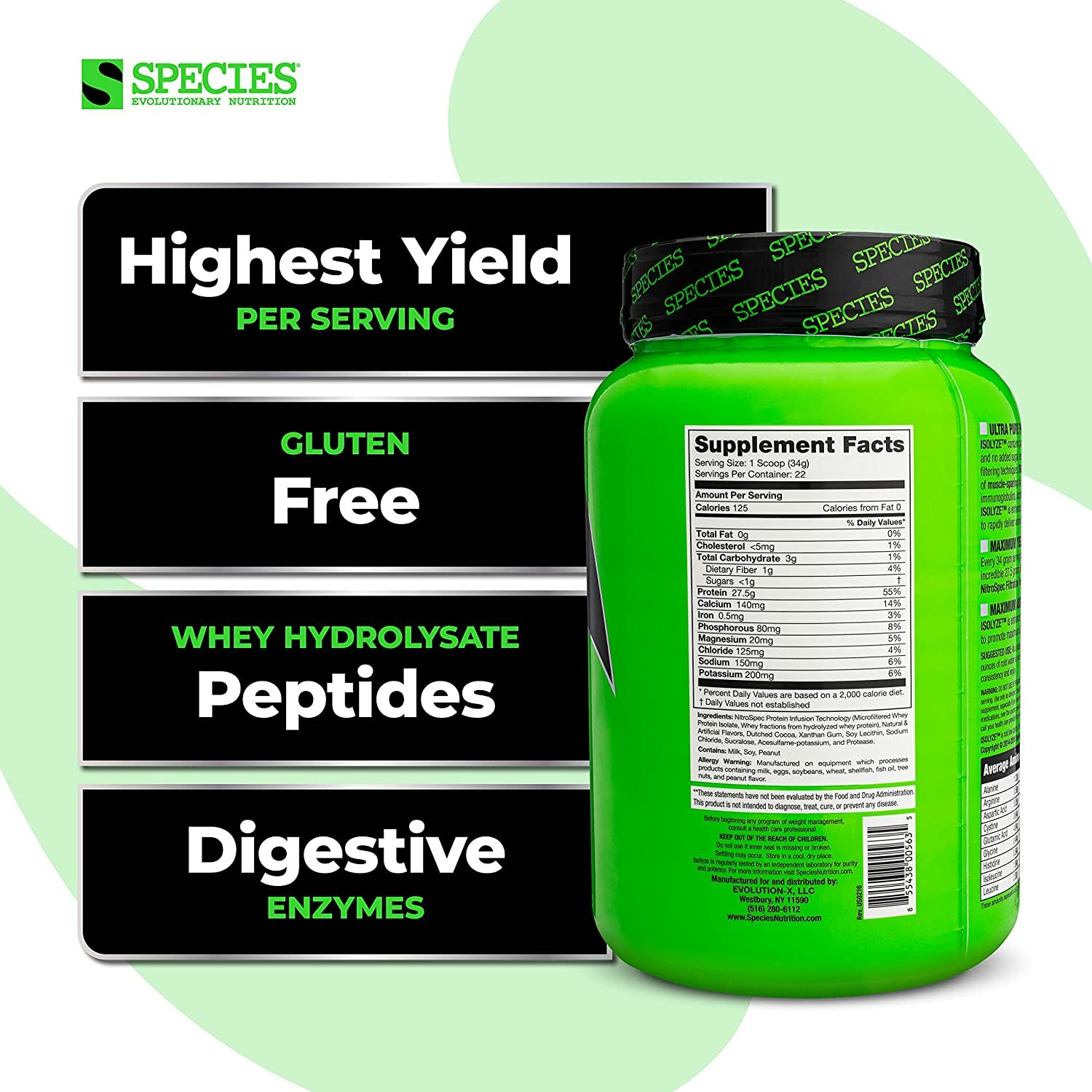 SPECIES Nutrition ISOLYZE 22 Servings | Caramel Macchiato | 27g of Protein