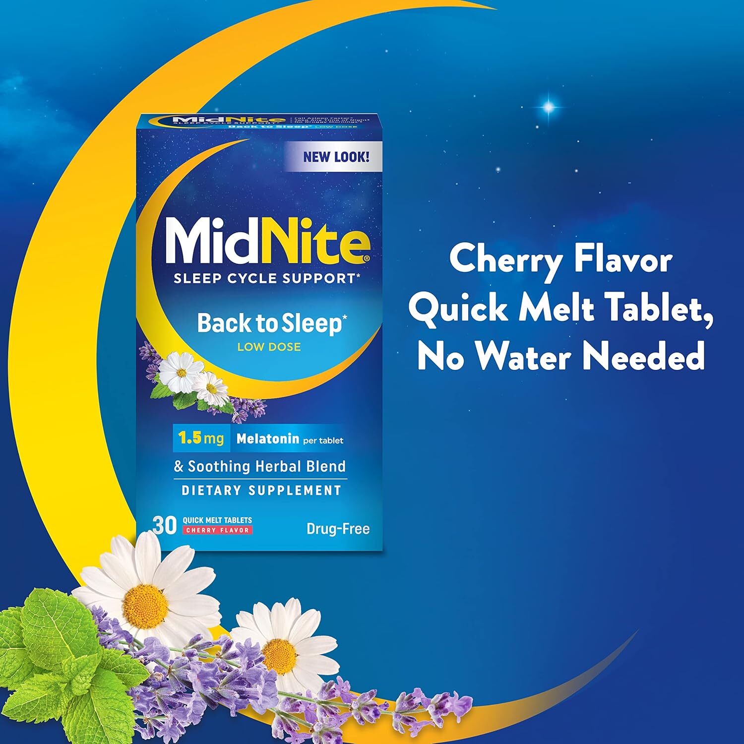 MidNite Back to Sleep Low Dose, 1.5 mg Melatonin Aid, Non-Habit…