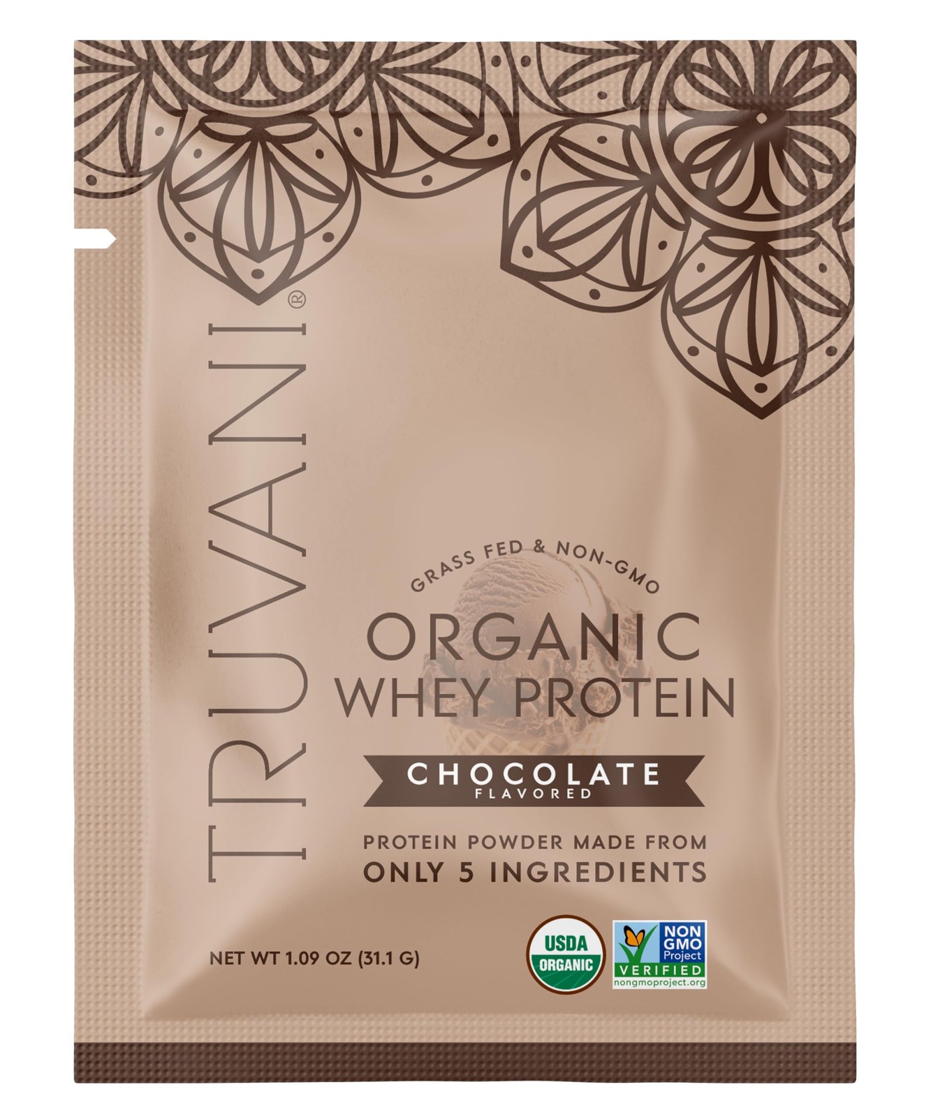 Truvani Organic Whey Protein Powder | Chocolate | 1 Serving | 20g Grass Fed W…