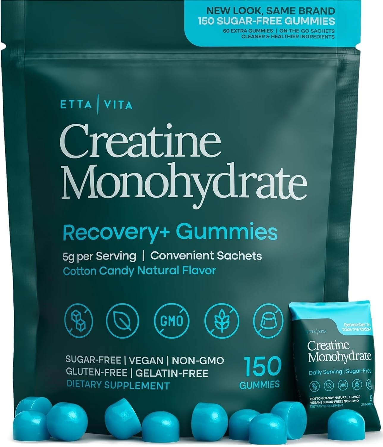 Sugar-Free Creatine Monohydrate Gummies (5g Per Packet) – Potent Creatine Gum…
