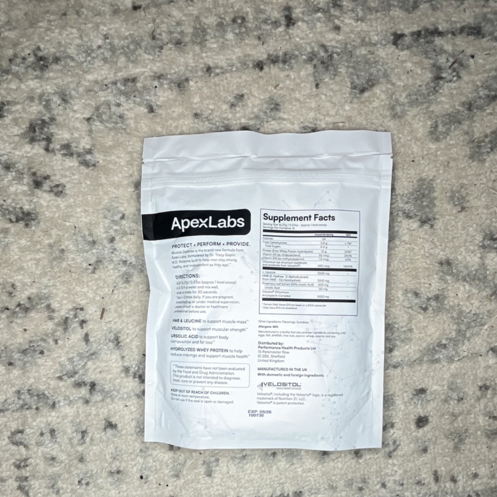 ApexLabs Muscle Defense High Protein Whey Powder, Vanilla Flavor 244g
