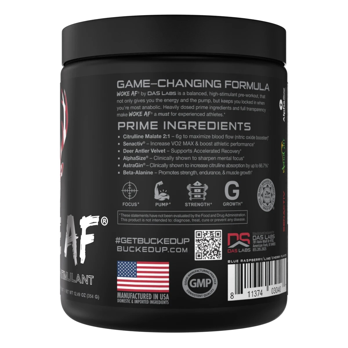 Bucked Up Woke AF Pre Workout Energy 30 servings Expire 02/2027