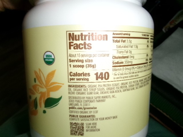 2 GreenWise Plant Protein Powder Vanilla Gluten Free 18.4 oz Exp Mar 2028
