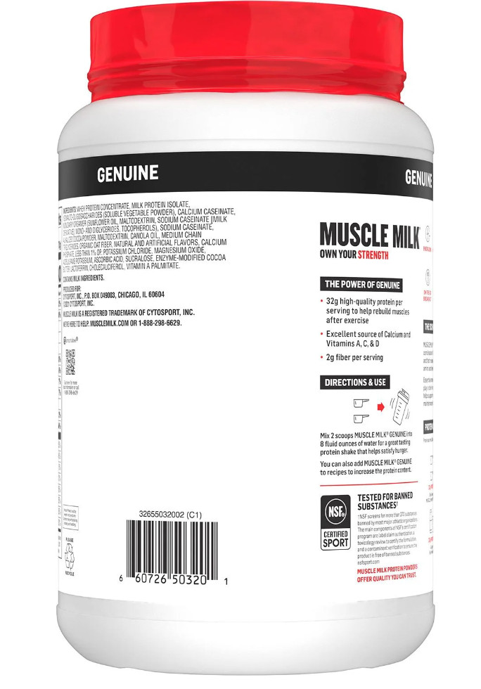 Muscle Milk Genuine 32g Whey Protein Powder, Chocolate 2.47 lbs.