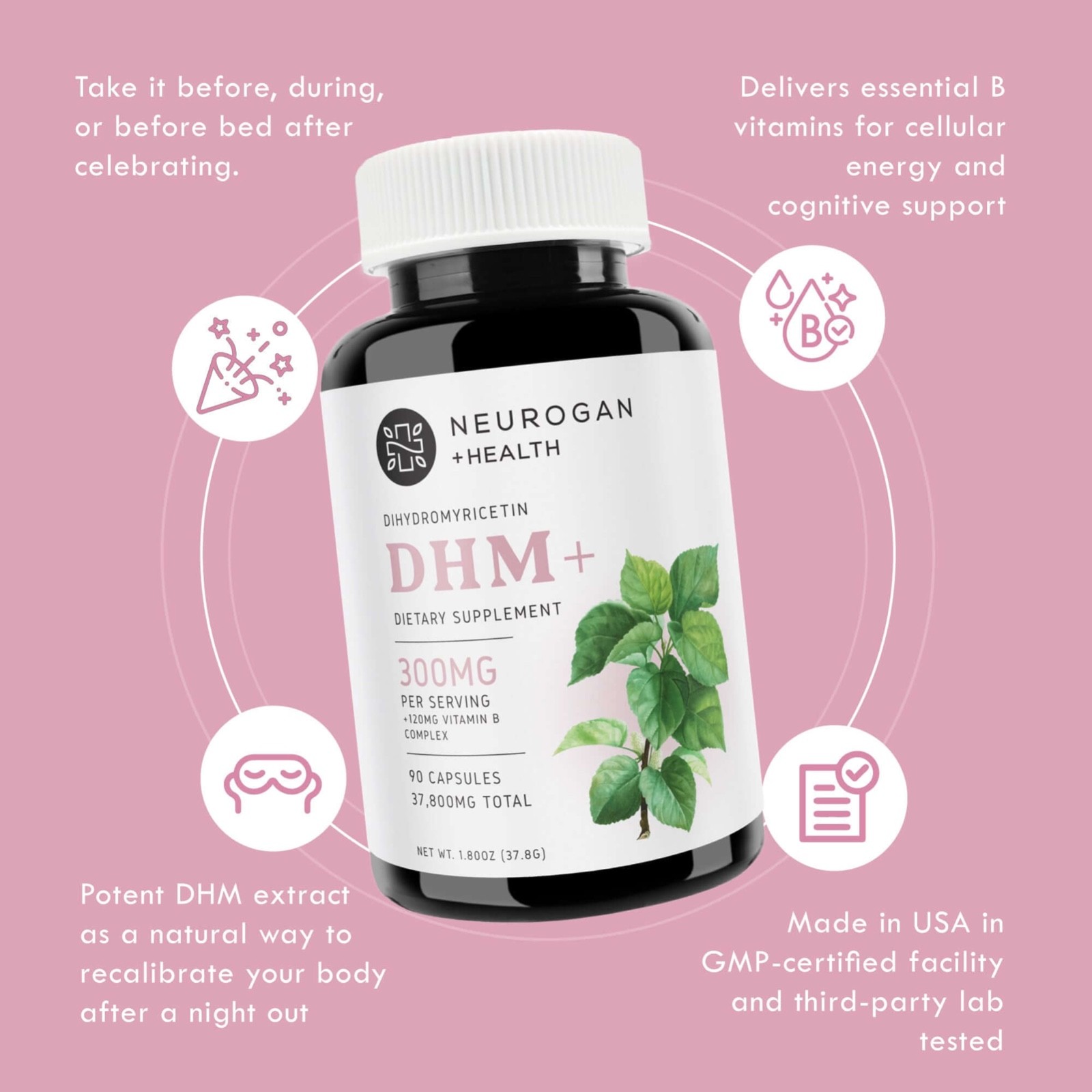 Neurogan Health Dihydromyricetin (DHM) Capsules (300mg, 90 Capsules) NonGMO USA