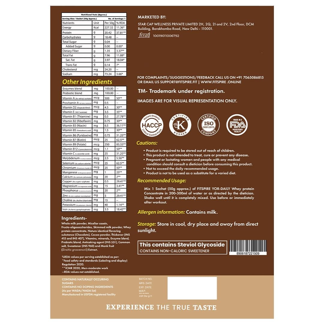 Fitspire YOR Protein Powder 50g | 20g Protein, 24+ Vitamins
