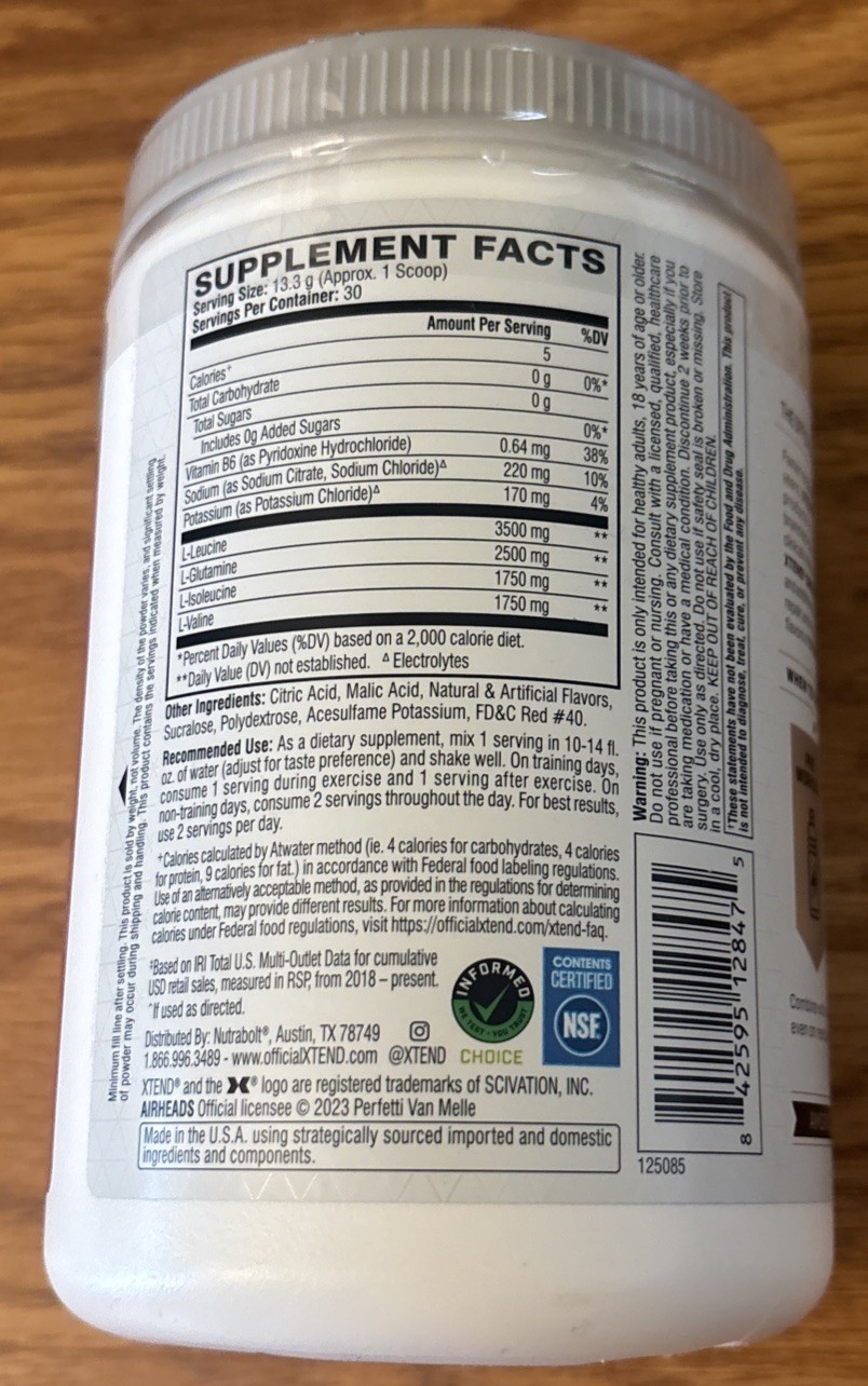 XTEND ORIGINAL 7g BCAA Cherry Air Heads Muscle Recovery +Electrolytes Zero Sugar